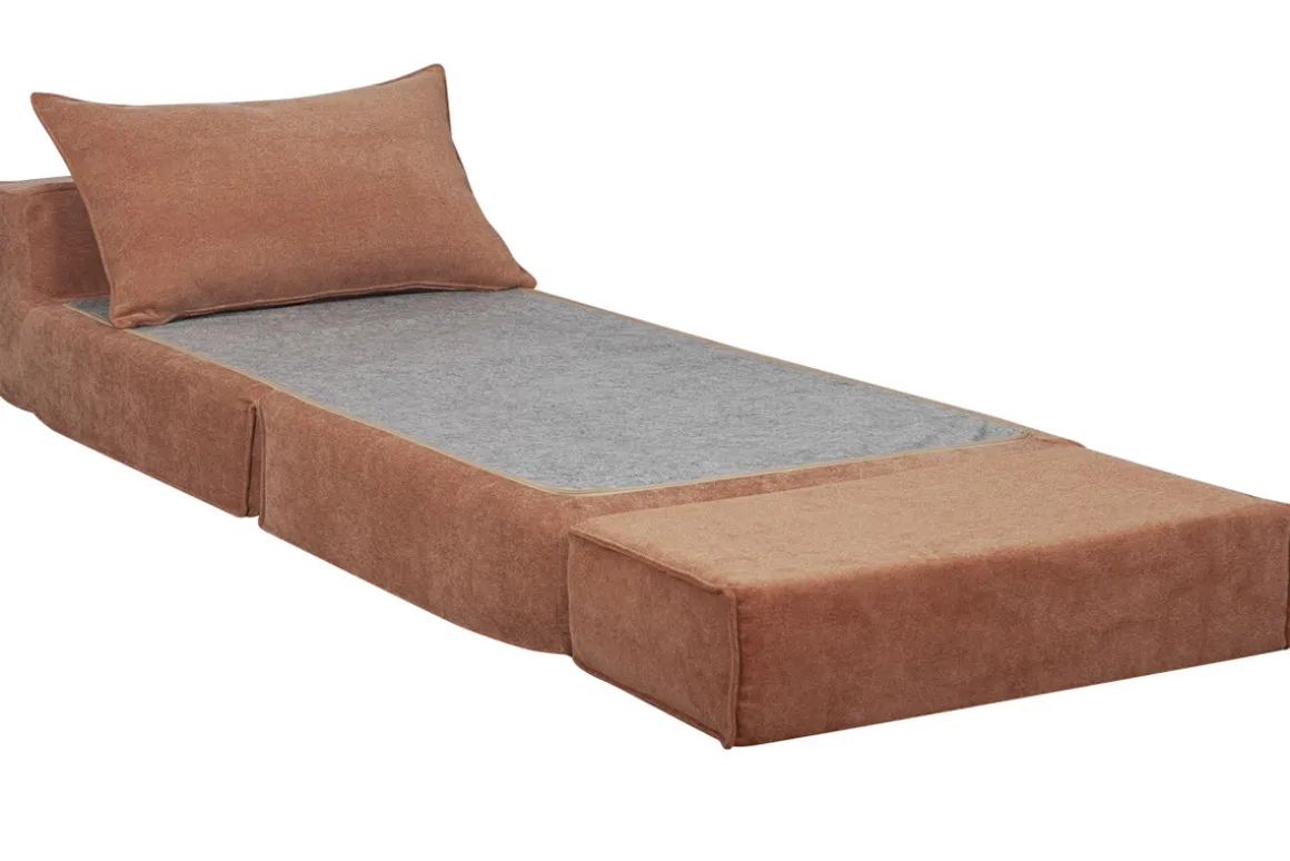 Hot Miliboo Sillón cama de 1 plaza de tejido efecto aterciopelado color terracota VICTOR