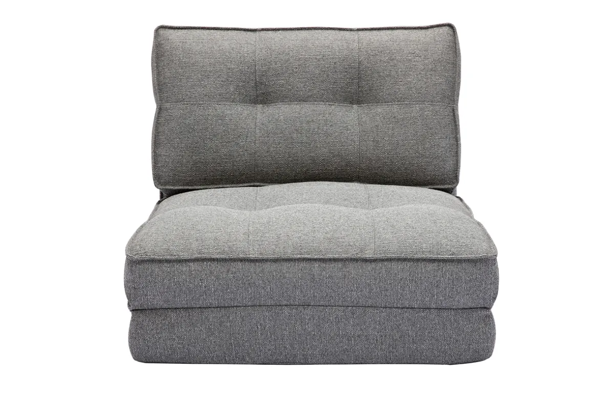 Cheap Miliboo Sillón cama de 1 plaza de tela gris jaspeado SALLY