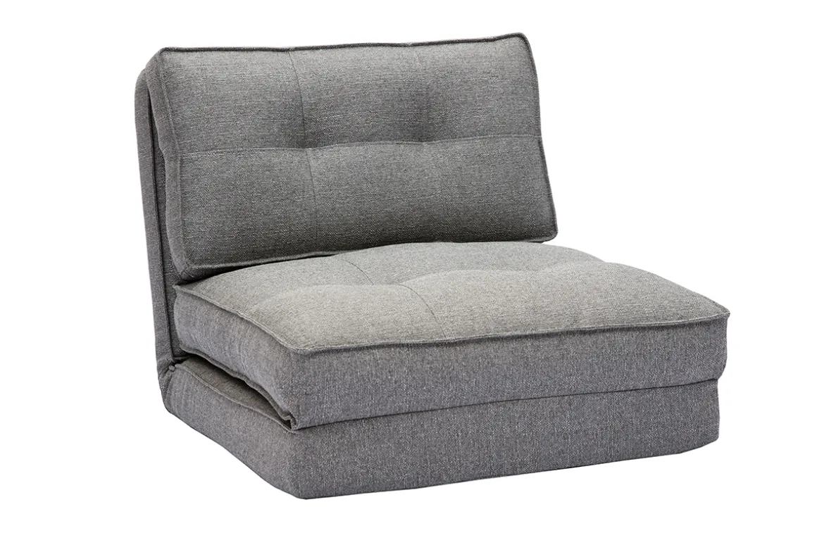 Cheap Miliboo Sillón cama de 1 plaza de tela gris jaspeado SALLY