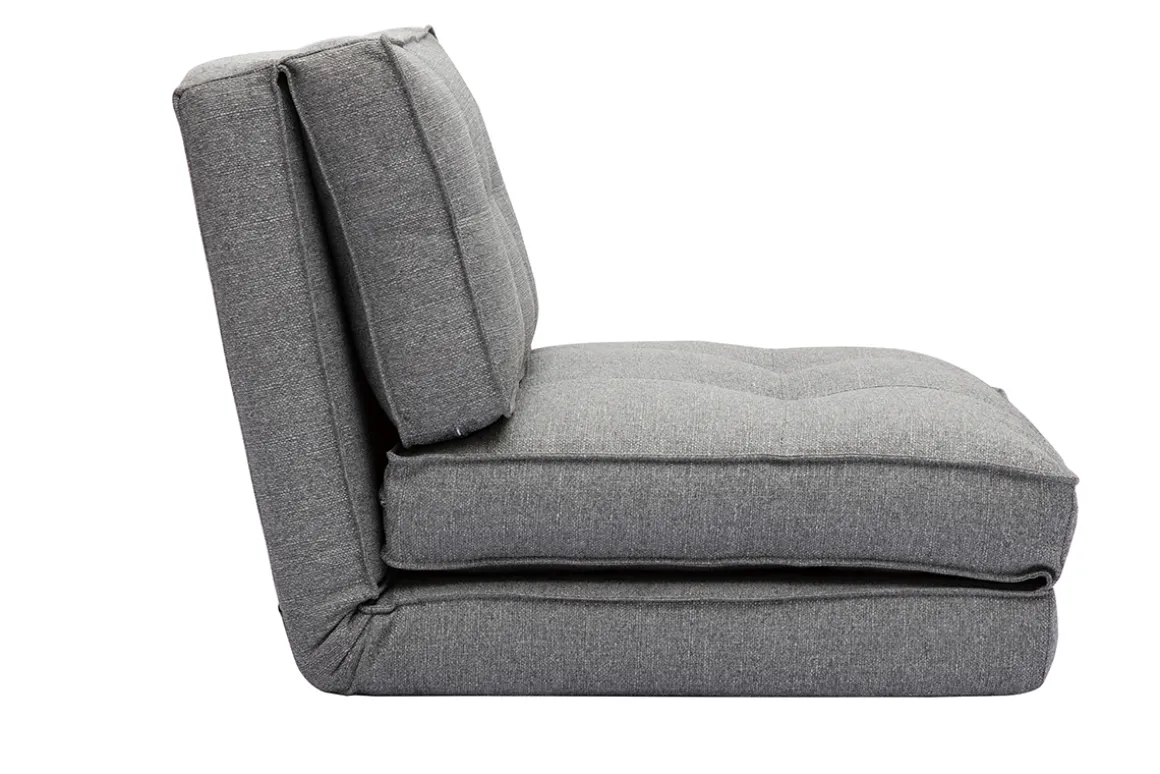 Cheap Miliboo Sillón cama de 1 plaza de tela gris jaspeado SALLY