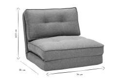 Cheap Miliboo Sillón cama de 1 plaza de tela gris jaspeado SALLY