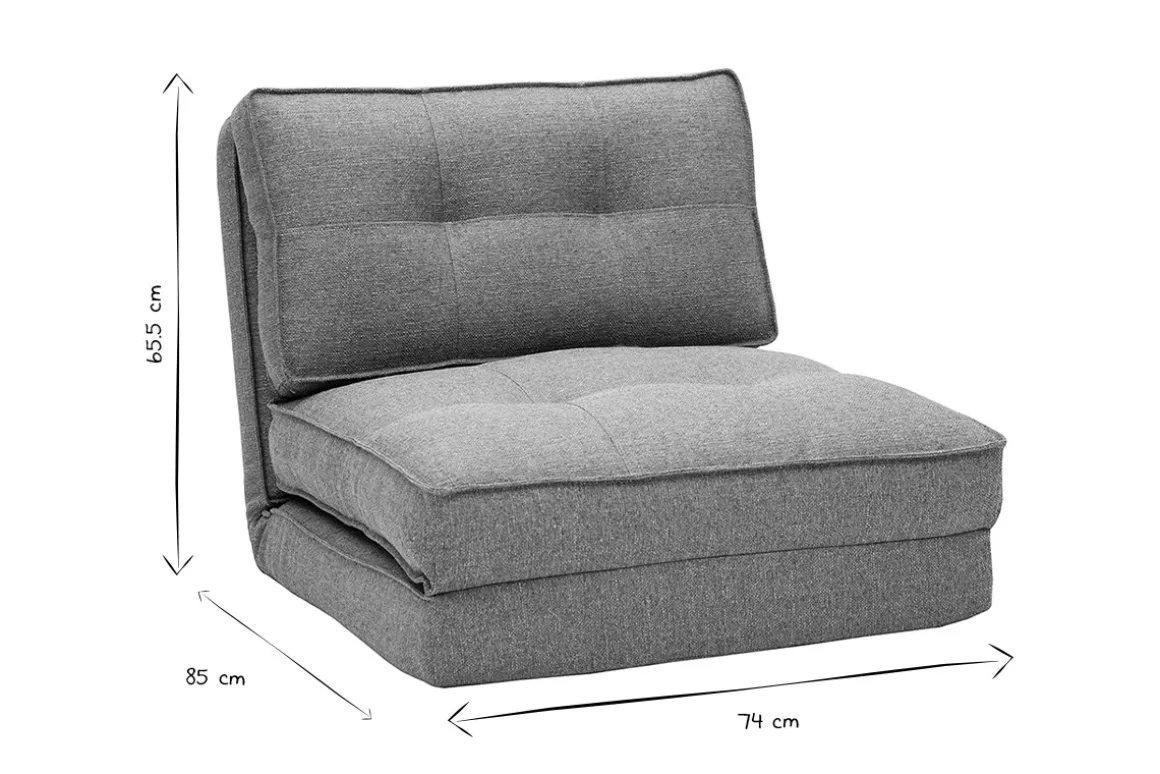 Cheap Miliboo Sillón cama de 1 plaza de tela gris jaspeado SALLY