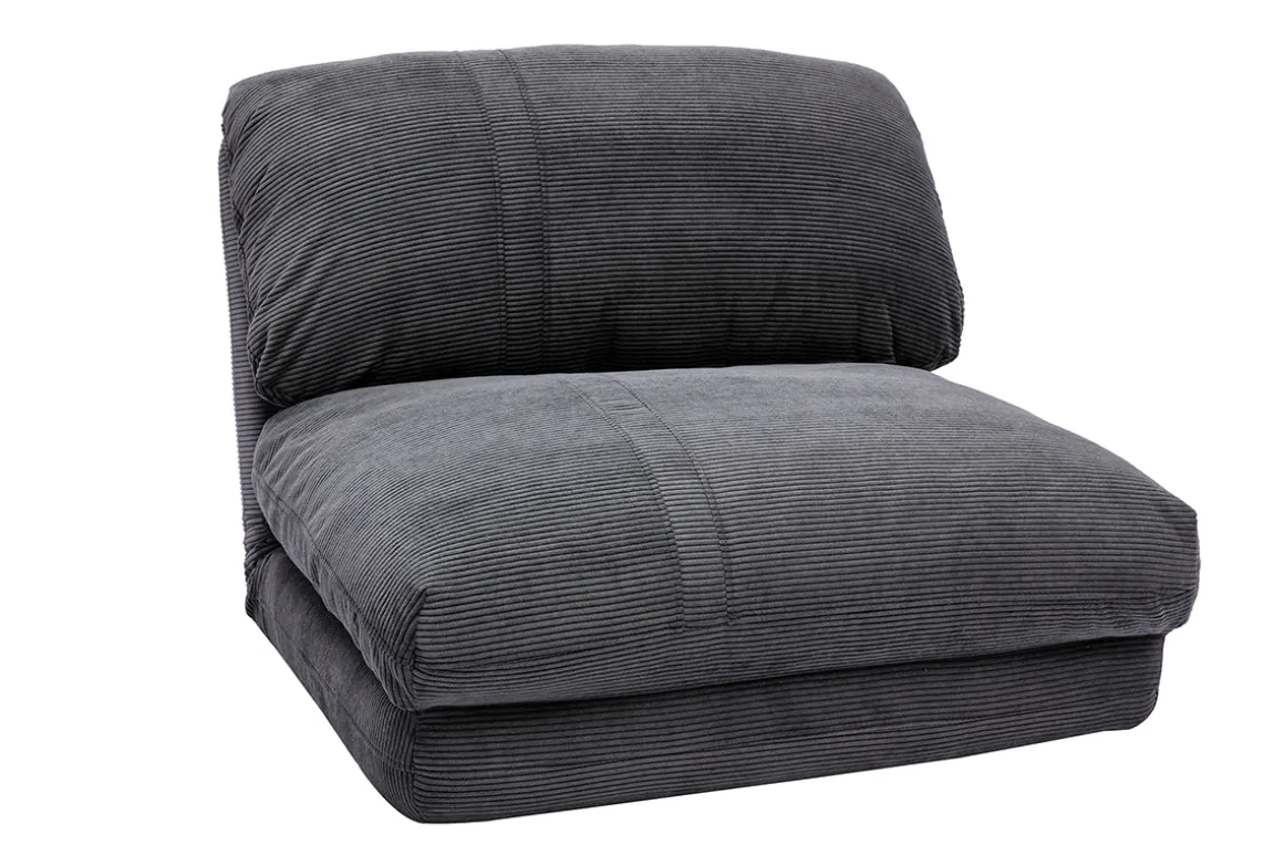 Discount Miliboo Sillón cama de 1 plaza pana gris oscuro SPENCER
