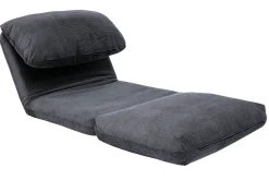 Discount Miliboo Sillón cama de 1 plaza pana gris oscuro SPENCER
