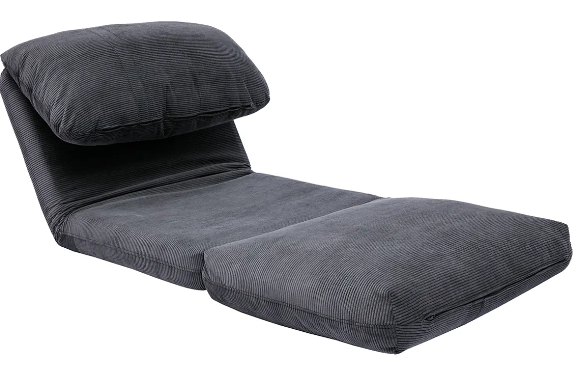 Discount Miliboo Sillón cama de 1 plaza pana gris oscuro SPENCER