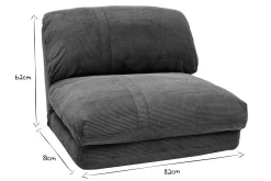 Discount Miliboo Sillón cama de 1 plaza pana gris oscuro SPENCER
