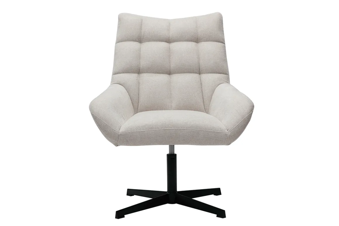 Best Miliboo Sillón de diseño giratorio de tejido efecto aterciopelado texturizado beige KING
