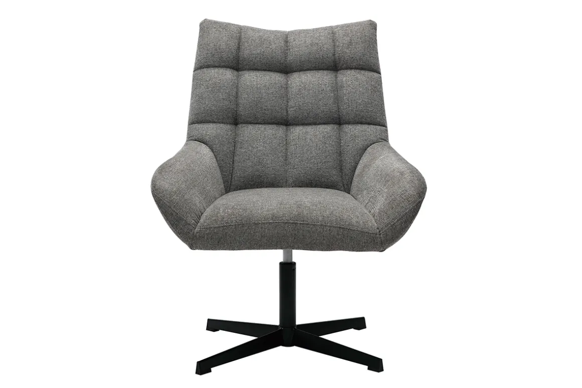 New Miliboo Sillón de diseño giratorio de tejido efecto aterciopelado texturizado gris KING