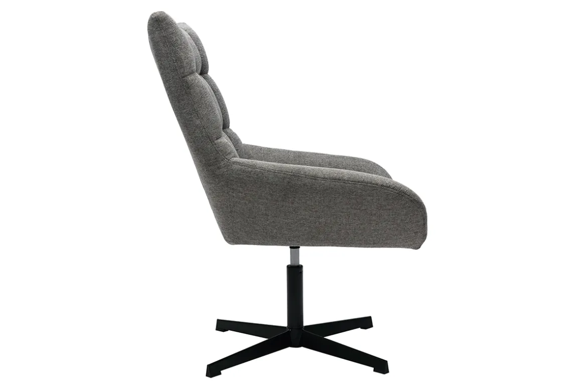 New Miliboo Sillón de diseño giratorio de tejido efecto aterciopelado texturizado gris KING