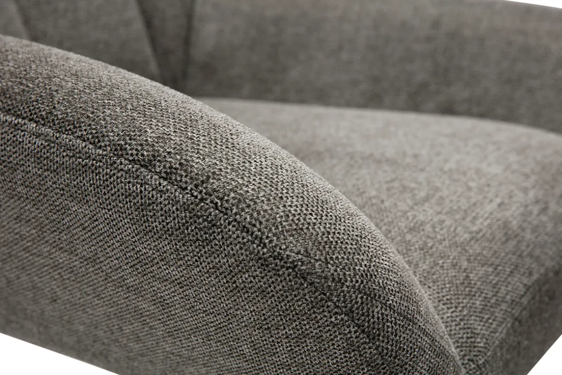 New Miliboo Sillón de diseño giratorio de tejido efecto aterciopelado texturizado gris KING