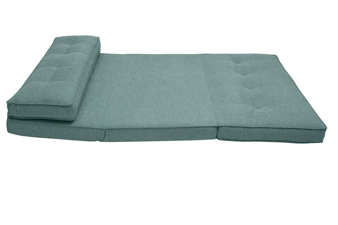 Shop Miliboo Sillón de dos plazas convertible en tela verde gris SALLY