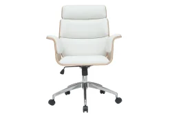 Best Sale Miliboo Sillón de escritorio blanco y madera clara ELON