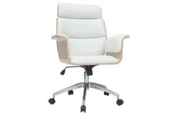 Best Sale Miliboo Sillón de escritorio blanco y madera clara ELON