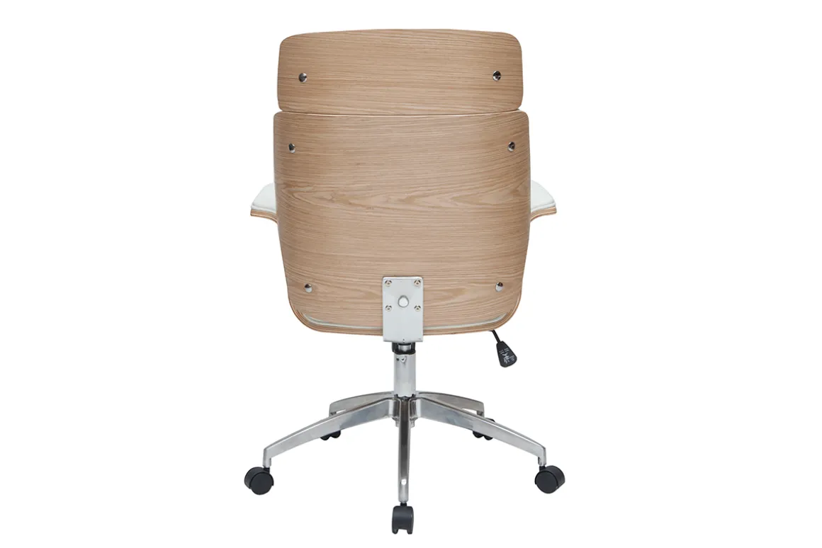 Best Sale Miliboo Sillón de escritorio blanco y madera clara ELON