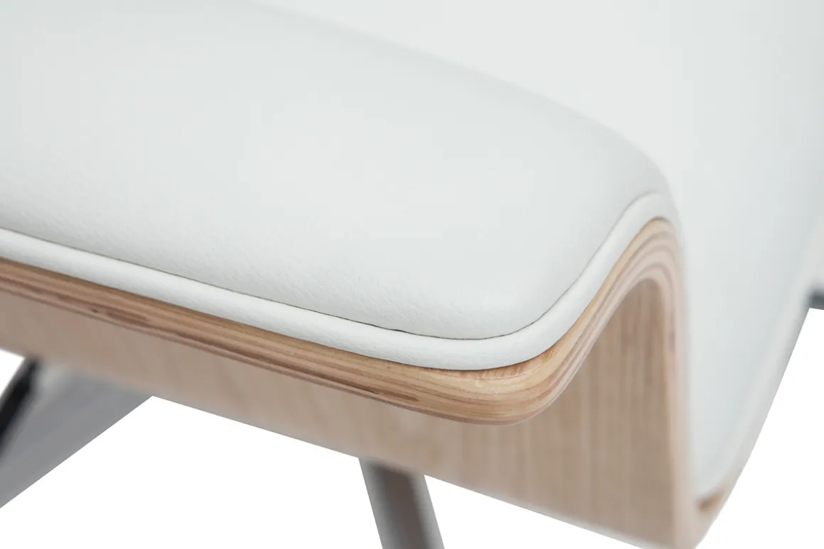 Best Sale Miliboo Sillón de escritorio blanco y madera clara ELON