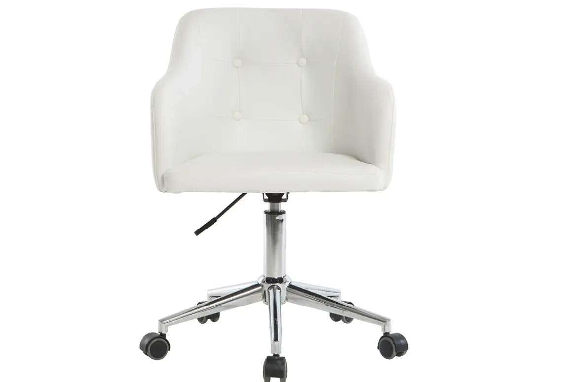 Online Miliboo Sillón de escritorio diseño PU blanco BALTIK
