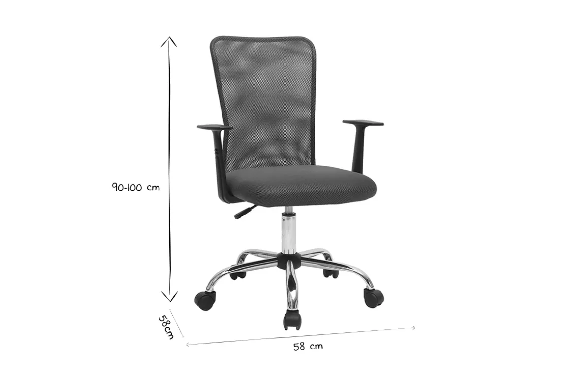 Shop Miliboo Sillón de escritorio diseño malla gris PLUZ