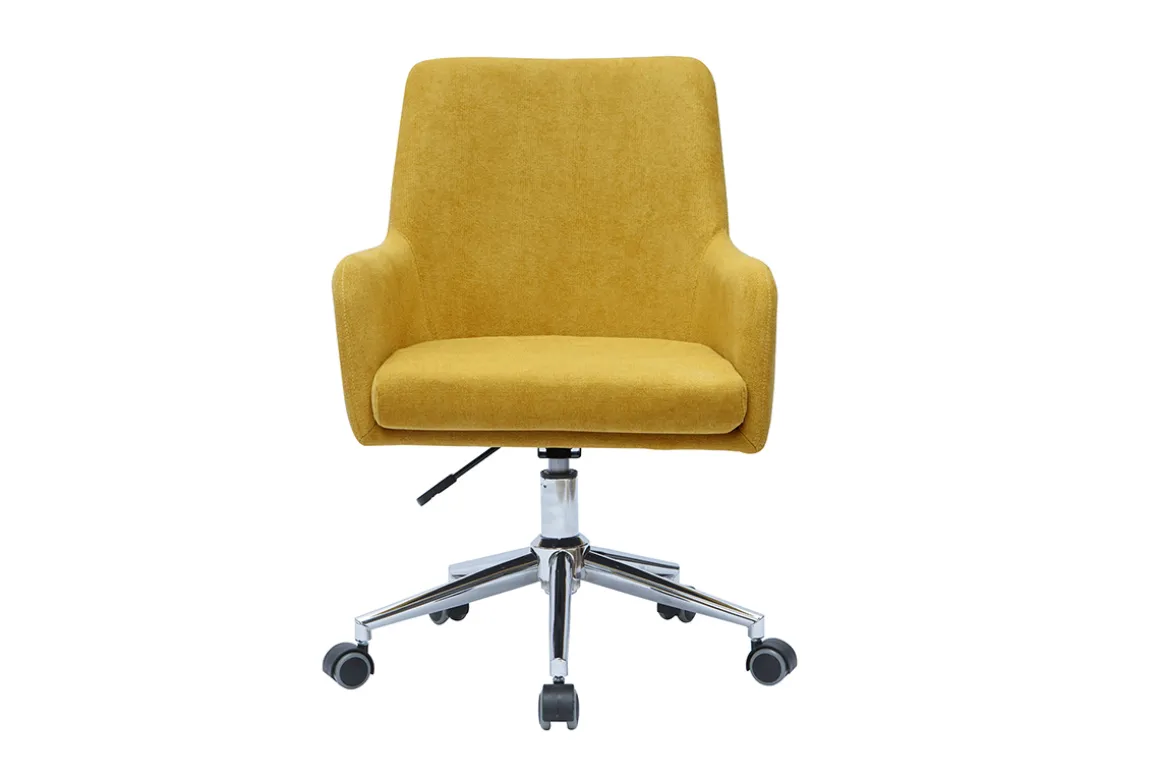 Flash Sale Miliboo Sillón de escritorio diseño terciopelo amarillo mostaza SHANA