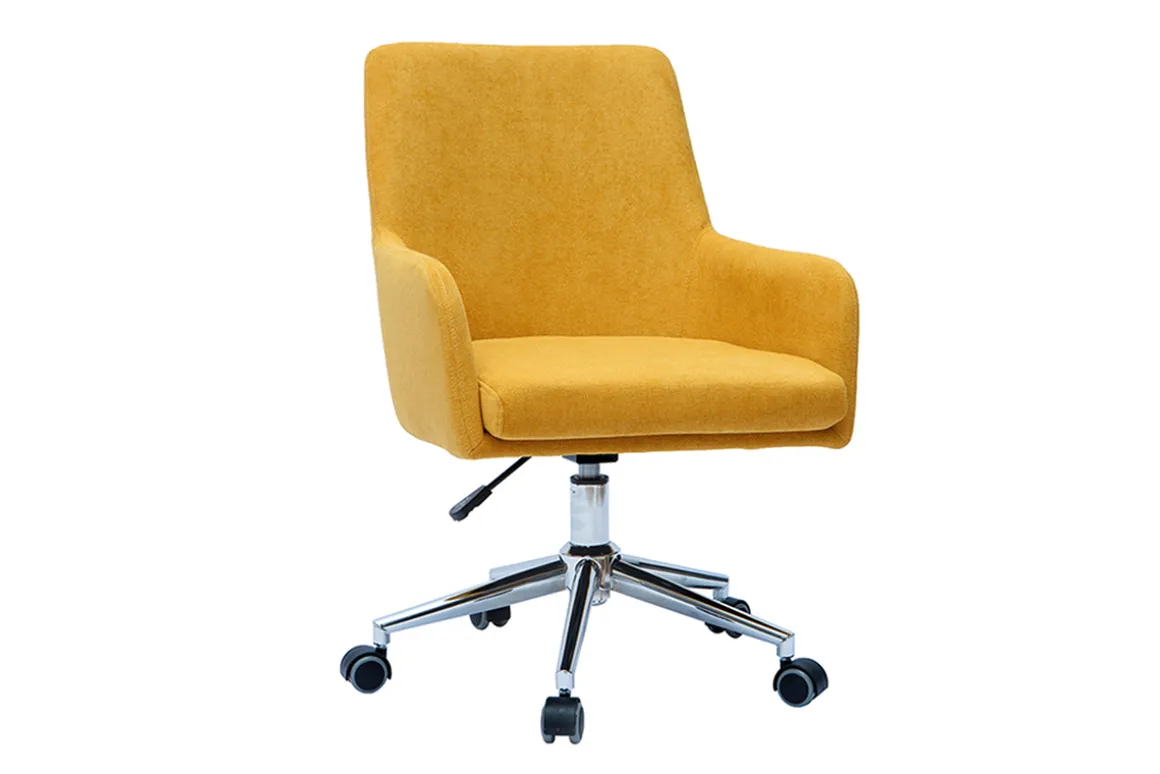 Flash Sale Miliboo Sillón de escritorio diseño terciopelo amarillo mostaza SHANA