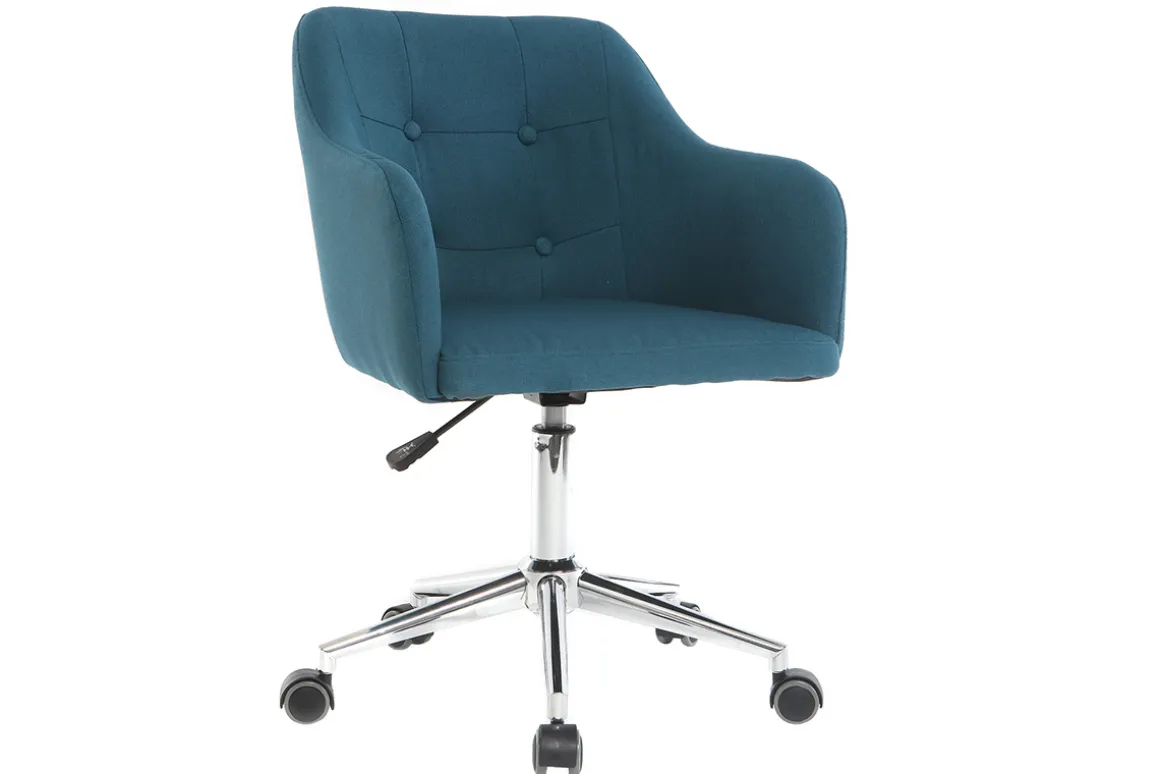 New Miliboo Sillón de escritorio diseño tejido azul petróleo BALTIK