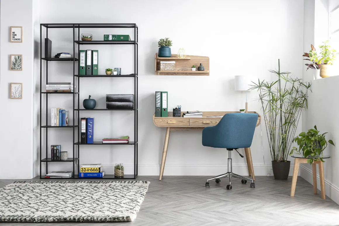 New Miliboo Sillón de escritorio diseño tejido azul petróleo BALTIK