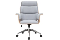 Clearance Miliboo Sillón de escritorio en tejido gris y madera clara ELON