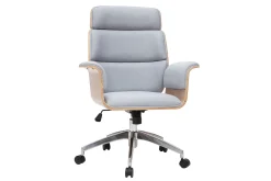 Clearance Miliboo Sillón de escritorio en tejido gris y madera clara ELON
