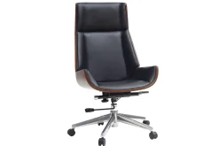 Best Miliboo Sillón de escritorio moderno madera oscura y negro CURVED
