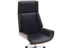 Best Miliboo Sillón de escritorio moderno madera oscura y negro CURVED