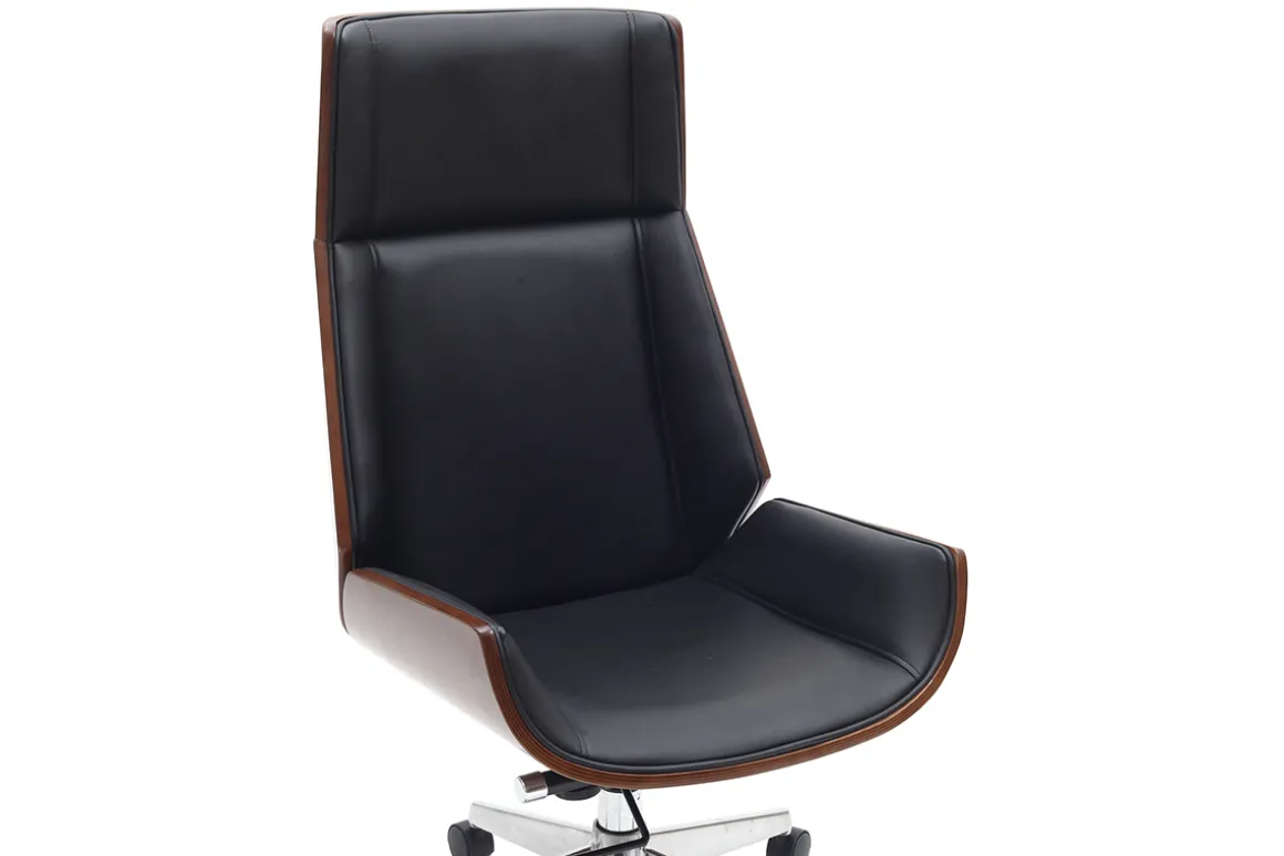 Best Miliboo Sillón de escritorio moderno madera oscura y negro CURVED