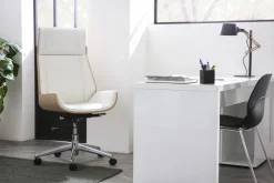 Best Miliboo Sillón de escritorio moderno madera oscura y negro CURVED