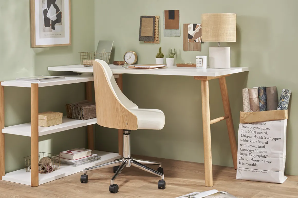 Online Miliboo Sillón de escritorio moderno blanco QUINO