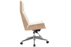 Discount Miliboo Sillón de escritorio moderno madera clara y blanca CURVED