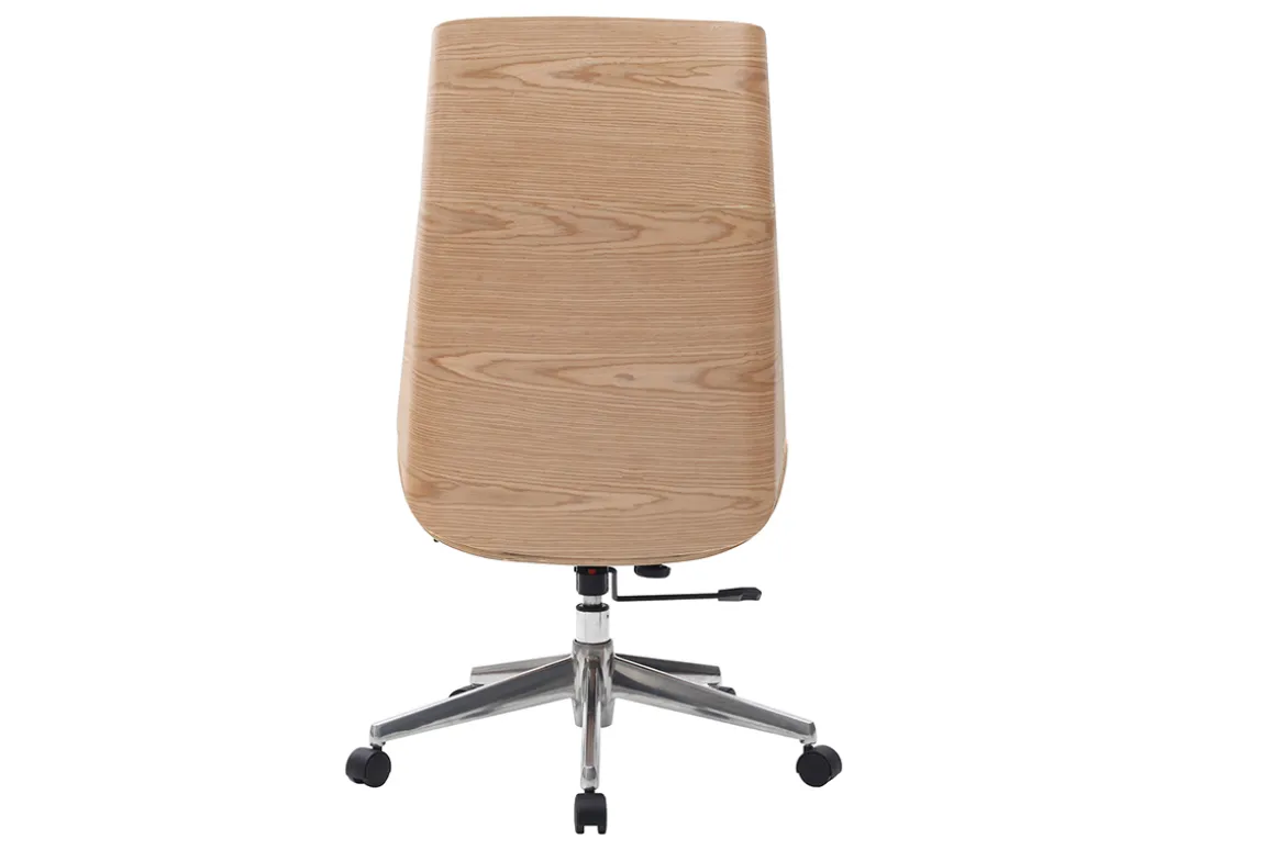 Discount Miliboo Sillón de escritorio moderno madera clara y blanca CURVED
