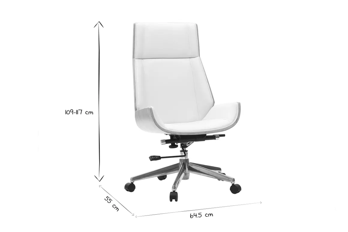 Discount Miliboo Sillón de escritorio moderno madera clara y blanca CURVED