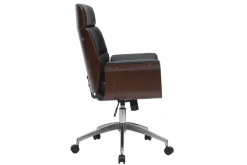 Online Miliboo Sillón de escritorio negro y madera oscura ELON