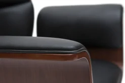 Online Miliboo Sillón de escritorio negro y madera oscura ELON