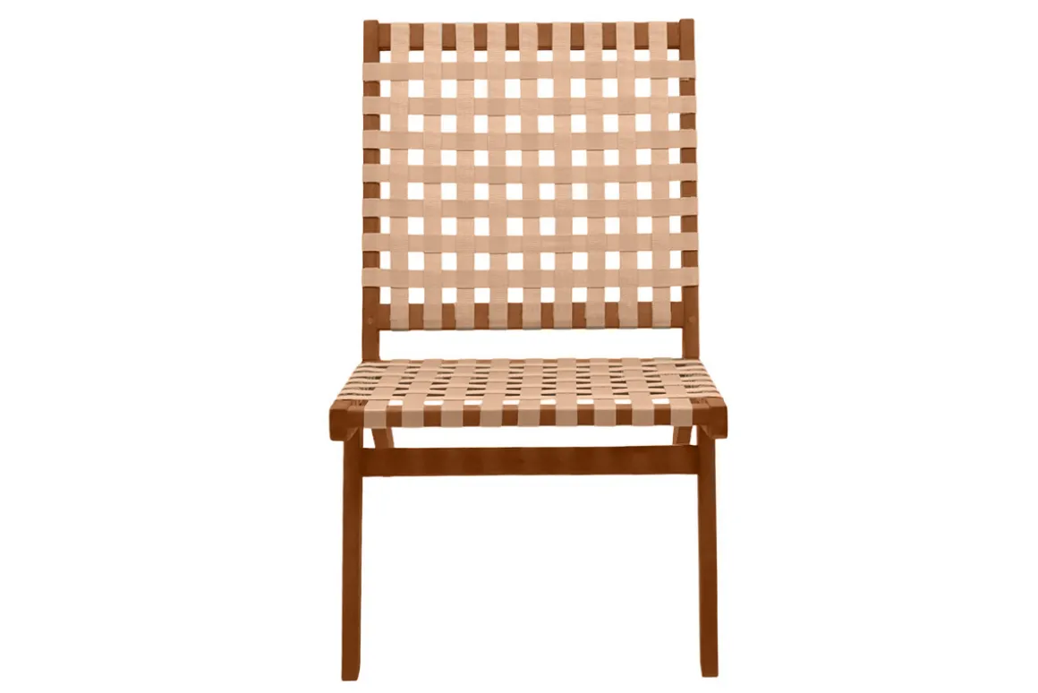 Best Sale Miliboo Sillón de jardín de madera maciza con cinchas beige LUCEA