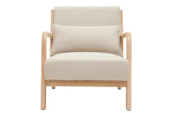Cheap Miliboo Sillón de madera clara y tela efecto aterciopelado beige DERRY