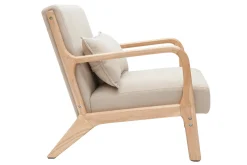 Cheap Miliboo Sillón de madera clara y tela efecto aterciopelado beige DERRY