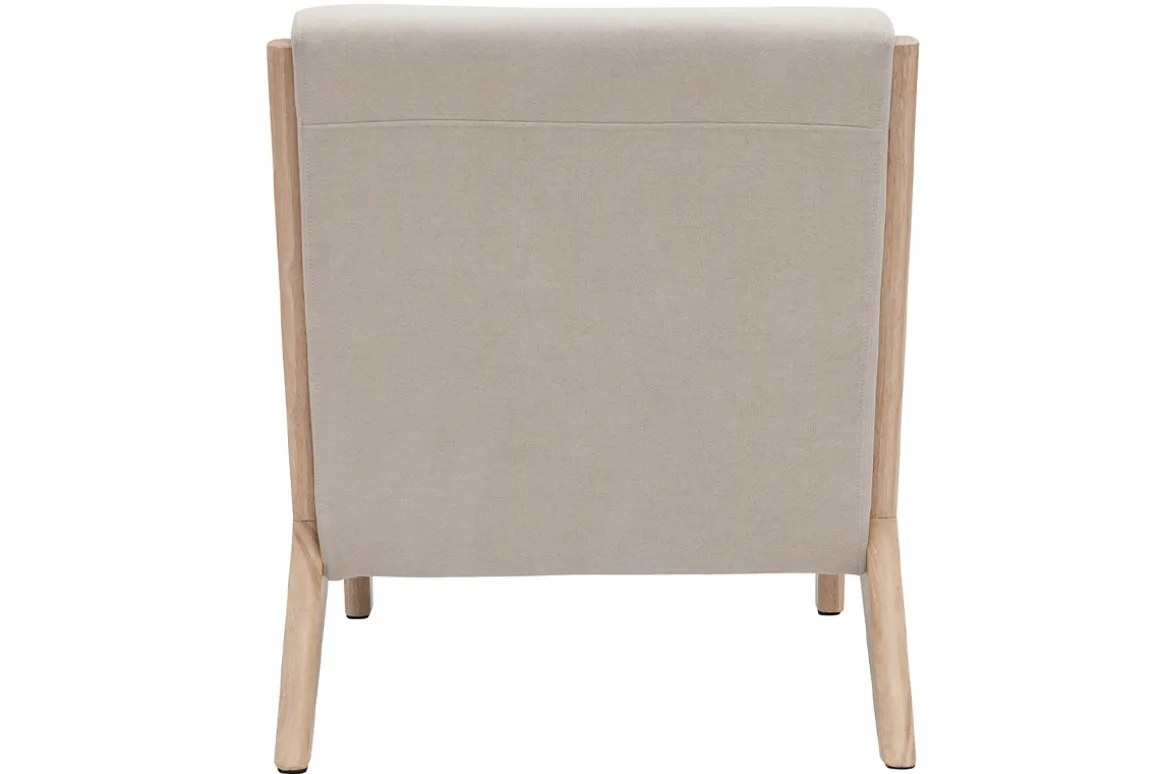 Cheap Miliboo Sillón de madera clara y tela efecto aterciopelado beige DERRY