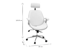Discount Miliboo Sillón de oficina de dirección de diseño blanco, madera clara y acero cromado MUSK