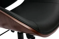 Cheap Miliboo Sillón de oficina de dirección de diseño negro, madera oscura y metal negro MUSK