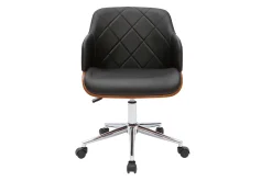 Cheap Miliboo Sillón de oficina moderno negro con madera oscura SANDRO