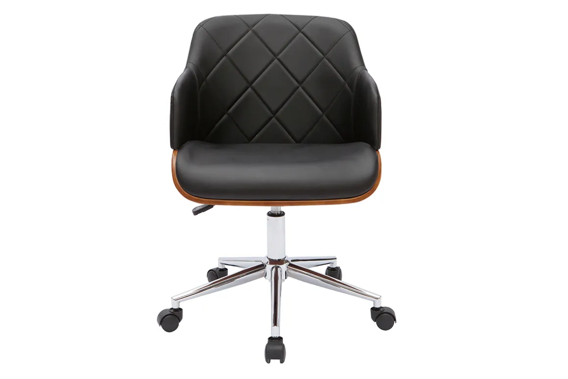 Cheap Miliboo Sillón de oficina moderno negro con madera oscura SANDRO