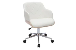 Sale Miliboo Sillón de oficina moderno blanco y madera clara SANDRO