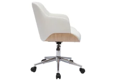 Sale Miliboo Sillón de oficina moderno blanco y madera clara SANDRO