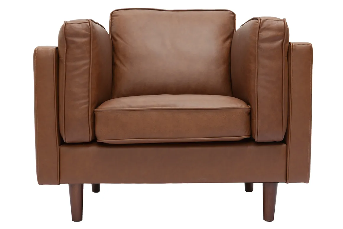 Sale Miliboo Sillón de piel de búfalo vintage marrón BRADLEY