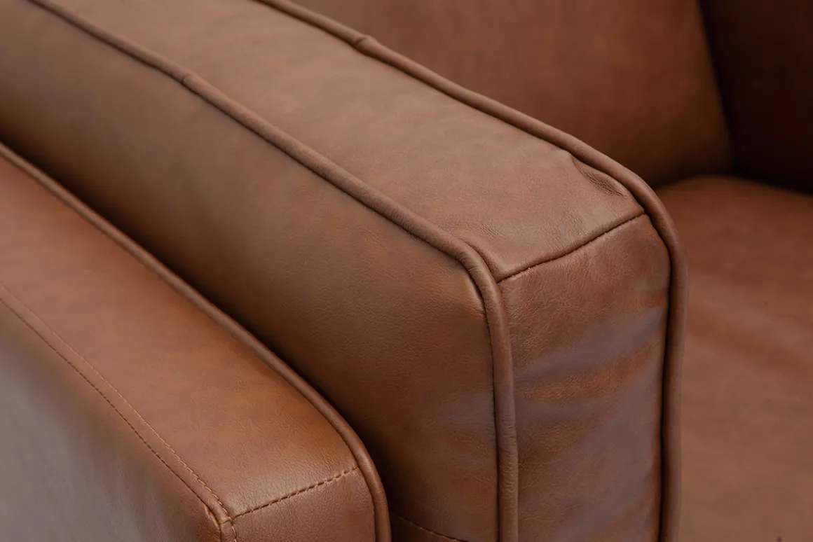 Sale Miliboo Sillón de piel de búfalo vintage marrón BRADLEY