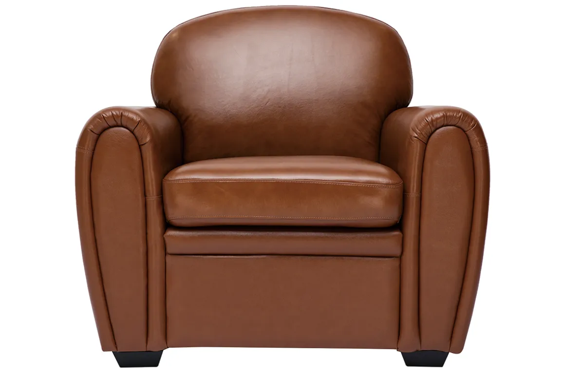 Sale Miliboo Sillón de piel vintage marrón CLUB